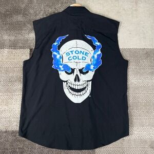 RSVLTS X Stone Cold Steve Austin 316 Mens 2XL Black Sleeveless Button Up Shirt